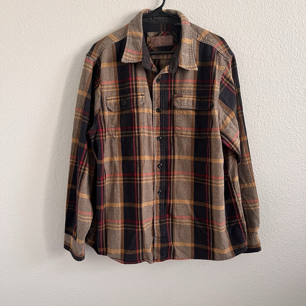 Orvis XXL Men's Flannel Plaid Shirt Workwear Fall Overshirt Gorpcore Outdoor